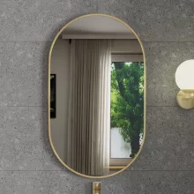HD Kylie Gold 45x76 cm széles fürdőszobai ovális fali tükör, arany színű alumínium kerettel