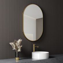 HD Kylie Gold 45/60 cm széles fürdőszobai ovális fali tükör, arany színű alumínium kerettel