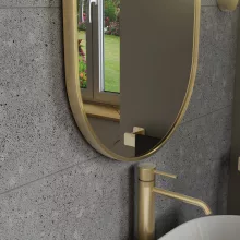 HD Kylie Gold 45x76 cm széles fürdőszobai ovális fali tükör, arany színű alumínium kerettel