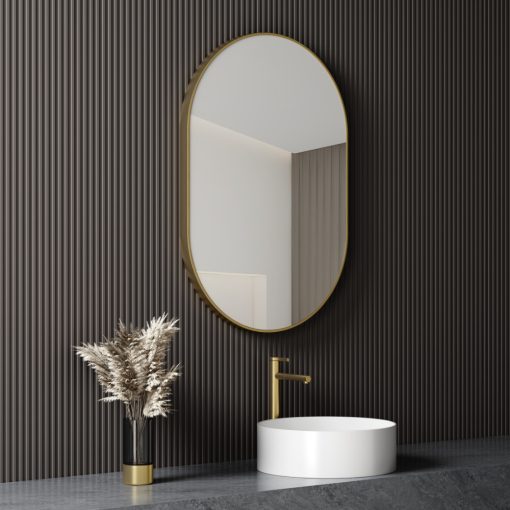 HD Kylie Gold 45/60 cm széles fürdőszobai ovális fali tükör, arany színű alumínium kerettel