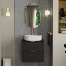 HD Kylie Gold 45x76 cm széles fürdőszobai ovális fali tükör, arany színű alumínium kerettel