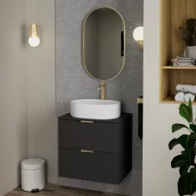 HD Kylie Gold 45x76 cm széles fürdőszobai ovális fali tükör, arany színű alumínium kerettel