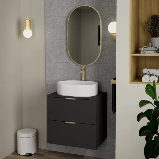 HD Kylie Gold 45x76 cm széles fürdőszobai ovális fali tükör, arany színű alumínium kerettel
