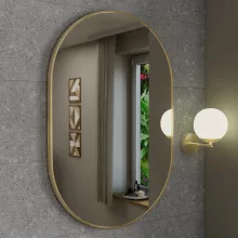 HD Kylie Gold 60x90 cm széles fürdőszobai ovális fali tükör, arany színű alumínium kerettel