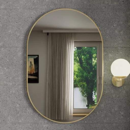 HD Kylie Gold 60x90 cm széles fürdőszobai ovális fali tükör, arany színű alumínium kerettel