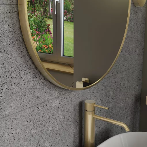 HD Kylie Gold 60x90 cm széles fürdőszobai ovális fali tükör, arany színű alumínium kerettel