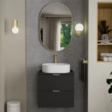 HD Kylie Gold 60x90 cm széles fürdőszobai ovális fali tükör, arany színű alumínium kerettel