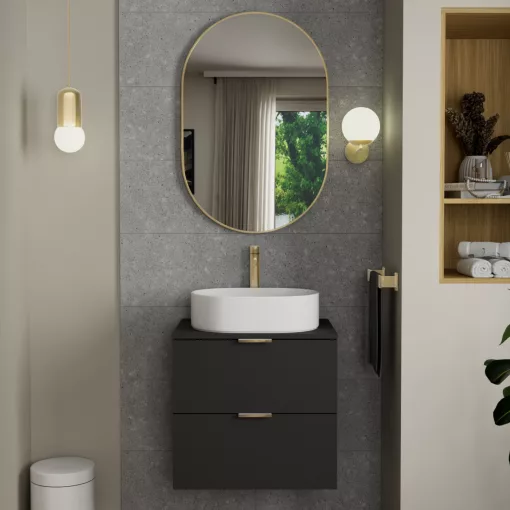 HD Kylie Gold 60x90 cm széles fürdőszobai ovális fali tükör, arany színű alumínium kerettel