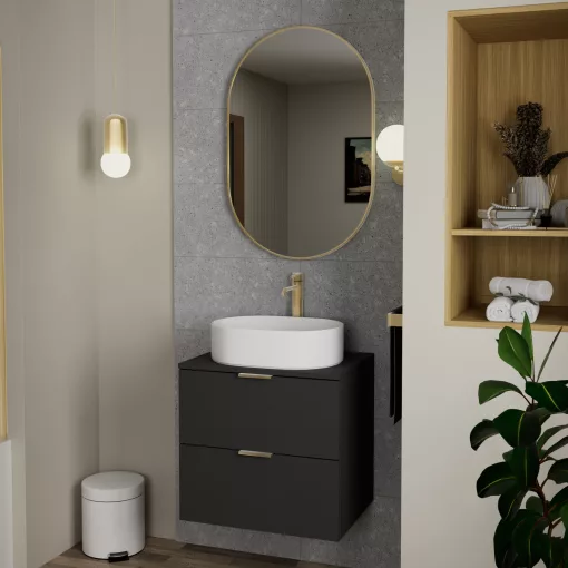 HD Kylie Gold 60x90 cm széles fürdőszobai ovális fali tükör, arany színű alumínium kerettel