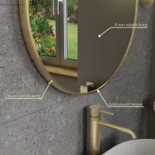 HD Kylie Gold 60x90 cm széles fürdőszobai ovális fali tükör, arany színű alumínium kerettel