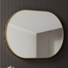 HD Kylie Gold 76/90 cm széles fürdőszobai ovális fali tükör, arany színű alumínium kerettel