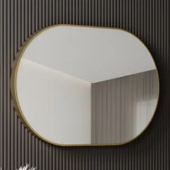   HD Kylie Gold 76/90 cm széles fürdőszobai ovális fali tükör, arany színű alumínium kerettel