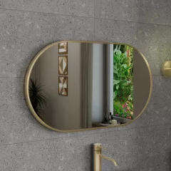   HD Kylie Gold 76x45 cm széles fürdőszobai ovális fali tükör, arany színű alumínium kerettel