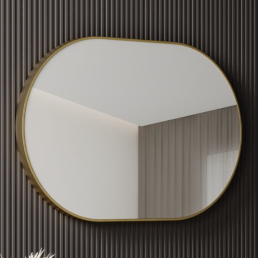 HD Kylie Gold 76/90 cm széles fürdőszobai ovális fali tükör, arany színű alumínium kerettel