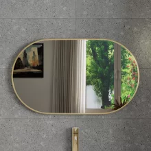 HD Kylie Gold 76x45 cm széles fürdőszobai ovális fali tükör, arany színű alumínium kerettel