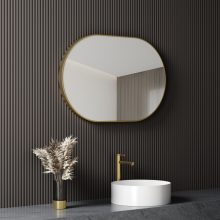 HD Kylie Gold 76/90 cm széles fürdőszobai ovális fali tükör, arany színű alumínium kerettel