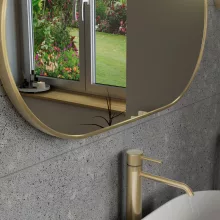 HD Kylie Gold 76x45 cm széles fürdőszobai ovális fali tükör, arany színű alumínium kerettel