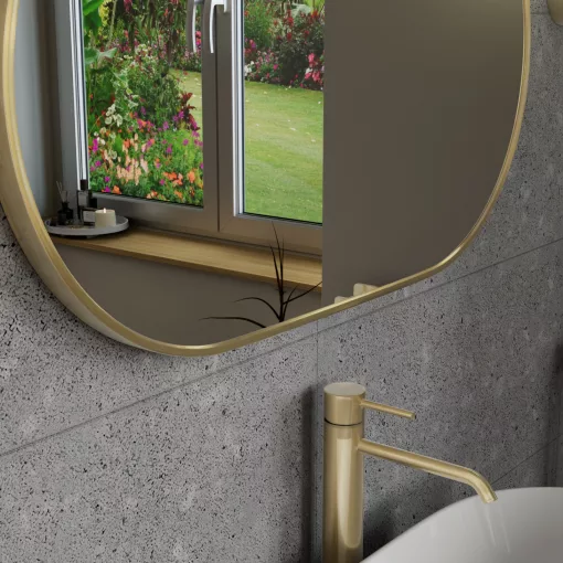 HD Kylie Gold 76x45 cm széles fürdőszobai ovális fali tükör, arany színű alumínium kerettel