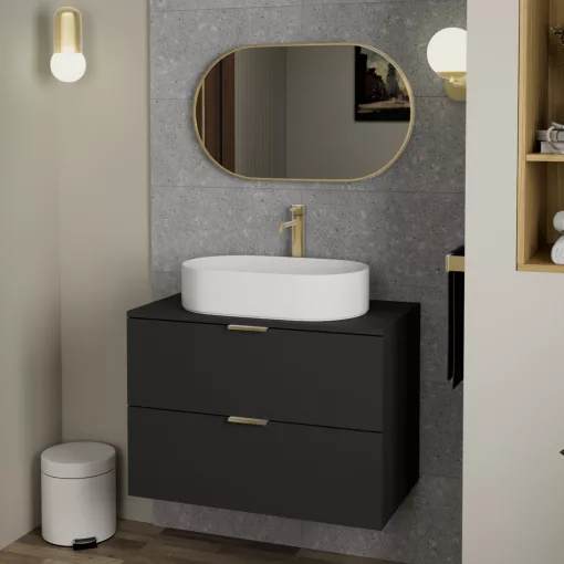 HD Kylie Gold 76x45 cm széles fürdőszobai ovális fali tükör, arany színű alumínium kerettel