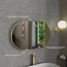 HD Kylie Gold 76x45 cm széles fürdőszobai ovális fali tükör, arany színű alumínium kerettel