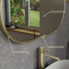 HD Kylie Gold 76x45 cm széles fürdőszobai ovális fali tükör, arany színű alumínium kerettel