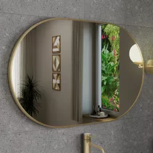 HD Kylie Gold 90x60 cm széles fürdőszobai ovális fali tükör, arany színű alumínium kerettel