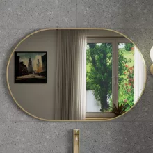 HD Kylie Gold 90x60 cm széles fürdőszobai ovális fali tükör, arany színű alumínium kerettel