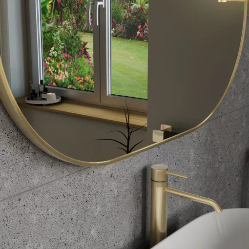 HD Kylie Gold 90x60 cm széles fürdőszobai ovális fali tükör, arany színű alumínium kerettel