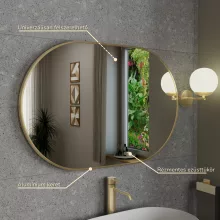 HD Kylie Gold 90x60 cm széles fürdőszobai ovális fali tükör, arany színű alumínium kerettel