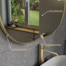 HD Kylie Gold 90x60 cm széles fürdőszobai ovális fali tükör, arany színű alumínium kerettel