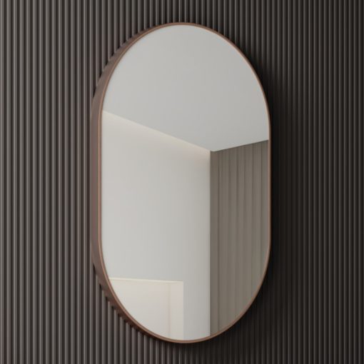 HD Kylie Brushed Copper 60 cm széles fürdőszobai ovális fali tükör, szálcsiszolt réz színű alumínium kerettel