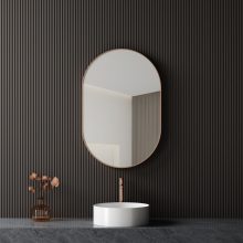 HD Kylie Brushed Copper 60 cm széles fürdőszobai ovális fali tükör, szálcsiszolt réz színű alumínium kerettel
