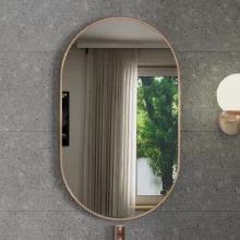 HD Kylie Brushed Copper 45x76 cm széles fürdőszobai ovális fali tükör, szálcsiszolt réz színű alumínium kerettel