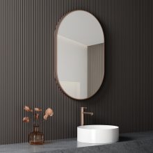 HD Kylie Brushed Copper 60 cm széles fürdőszobai ovális fali tükör, szálcsiszolt réz színű alumínium kerettel