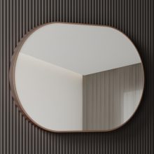 HD Kylie Brushed Copper 90 cm széles fürdőszobai ovális fali tükör, szálcsiszolt réz színű alumínium kerettel