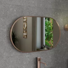 HD Kylie Brushed Copper 76x45 cm széles fürdőszobai ovális fali tükör, szálcsiszolt réz színű alumínium kerettel