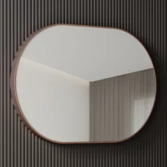   HD Kylie Brushed Copper 76/90 cm széles fürdőszobai ovális fali tükör, szálcsiszolt réz színű alumínium kerettel