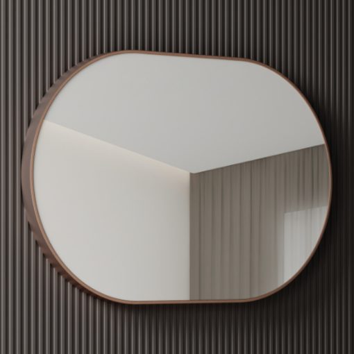HD Kylie Brushed Copper 90 cm széles fürdőszobai ovális fali tükör, szálcsiszolt réz színű alumínium kerettel