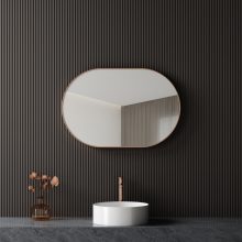 HD Kylie Brushed Copper 90 cm széles fürdőszobai ovális fali tükör, szálcsiszolt réz színű alumínium kerettel