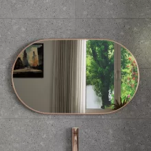 HD Kylie Brushed Copper 76x45 cm széles fürdőszobai ovális fali tükör, szálcsiszolt réz színű alumínium kerettel