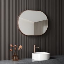 HD Kylie Brushed Copper 90 cm széles fürdőszobai ovális fali tükör, szálcsiszolt réz színű alumínium kerettel