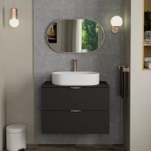 HD Kylie Brushed Copper 76x45 cm széles fürdőszobai ovális fali tükör, szálcsiszolt réz színű alumínium kerettel