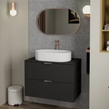 HD Kylie Brushed Copper 76x45 cm széles fürdőszobai ovális fali tükör, szálcsiszolt réz színű alumínium kerettel