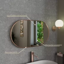 HD Kylie Brushed Copper 76x45 cm széles fürdőszobai ovális fali tükör, szálcsiszolt réz színű alumínium kerettel