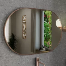 HD Kylie Brushed Copper 90x60 cm széles fürdőszobai ovális fali tükör, szálcsiszolt réz színű alumínium kerettel