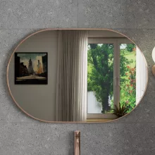 HD Kylie Brushed Copper 90x60 cm széles fürdőszobai ovális fali tükör, szálcsiszolt réz színű alumínium kerettel