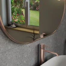 HD Kylie Brushed Copper 90x60 cm széles fürdőszobai ovális fali tükör, szálcsiszolt réz színű alumínium kerettel