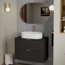 HD Kylie Brushed Copper 90x60 cm széles fürdőszobai ovális fali tükör, szálcsiszolt réz színű alumínium kerettel