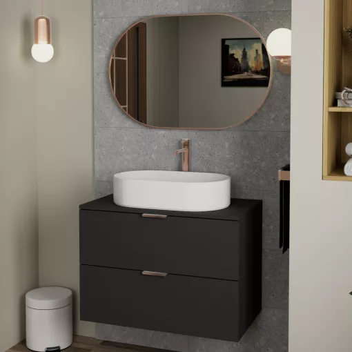 HD Kylie Brushed Copper 90x60 cm széles fürdőszobai ovális fali tükör, szálcsiszolt réz színű alumínium kerettel
