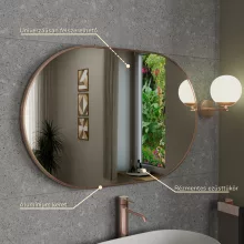 HD Kylie Brushed Copper 90x60 cm széles fürdőszobai ovális fali tükör, szálcsiszolt réz színű alumínium kerettel